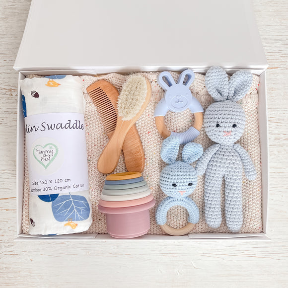 Cuddle Bunny Baby Boy Gift Box- Tommy & Ben