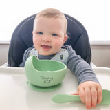 Silicone Suction Bowl and Spoon Set - Green
