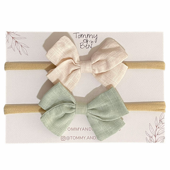 Baby Lined Bow Headband Set- Tommy & Ben