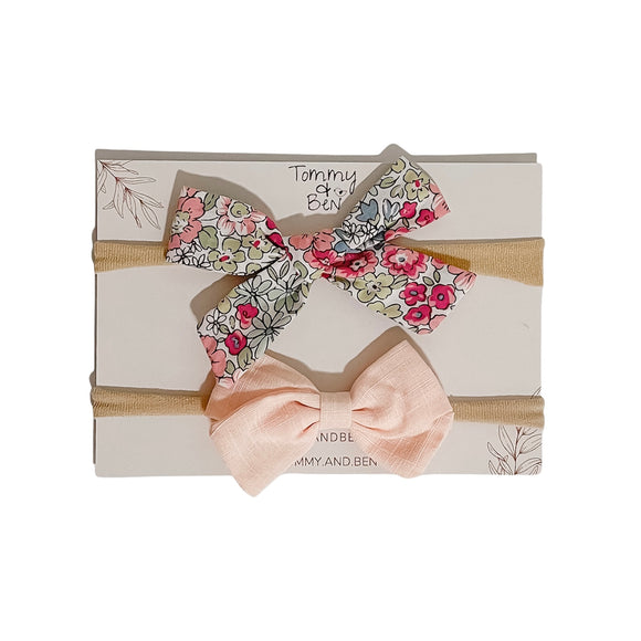 Baby Lined Bow Headband Set- Tommy&Ben
